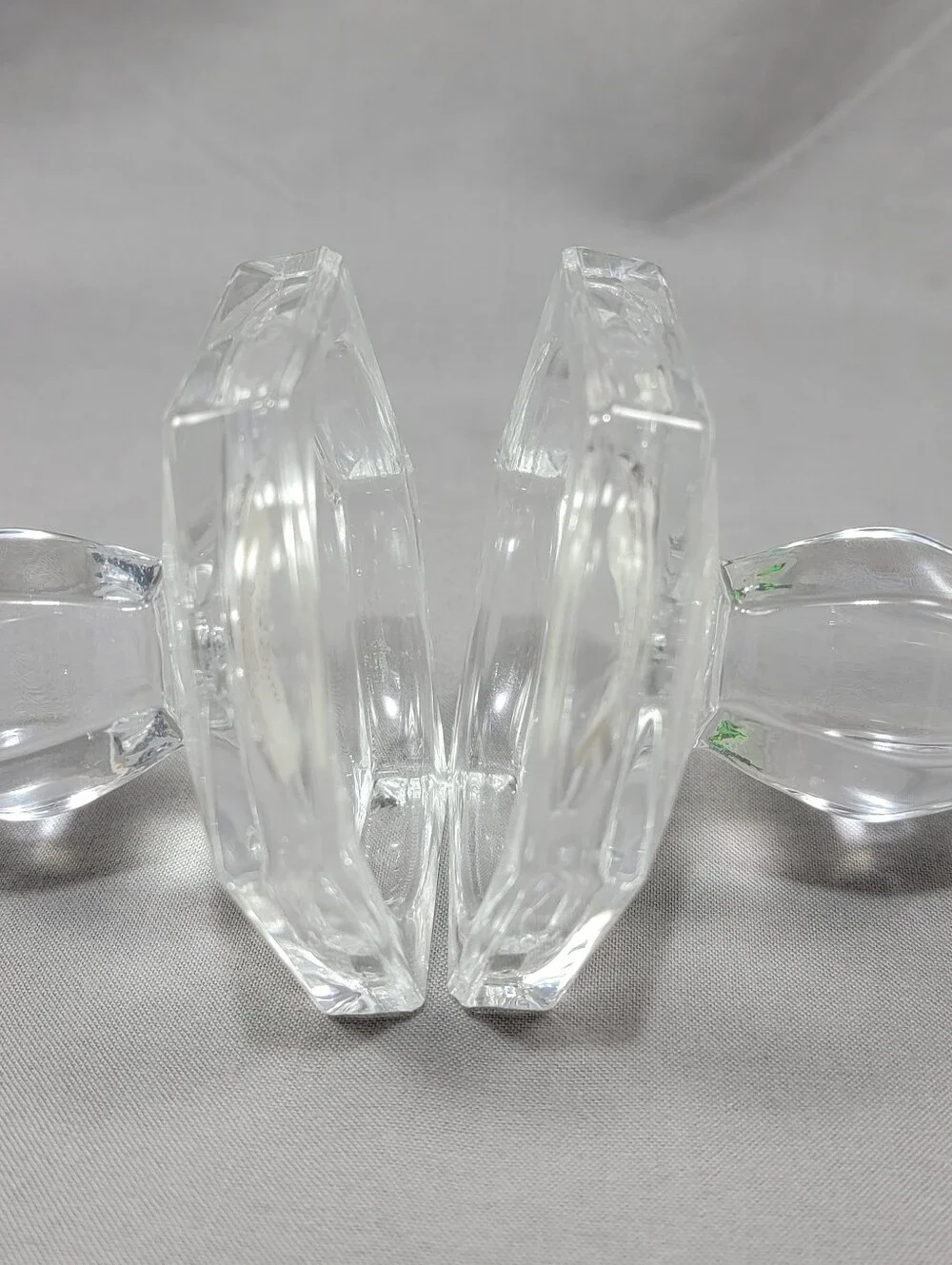 Fitz and Floyd Candlestick Peg Cup Holders Clear Glass Set of 2 Decorative